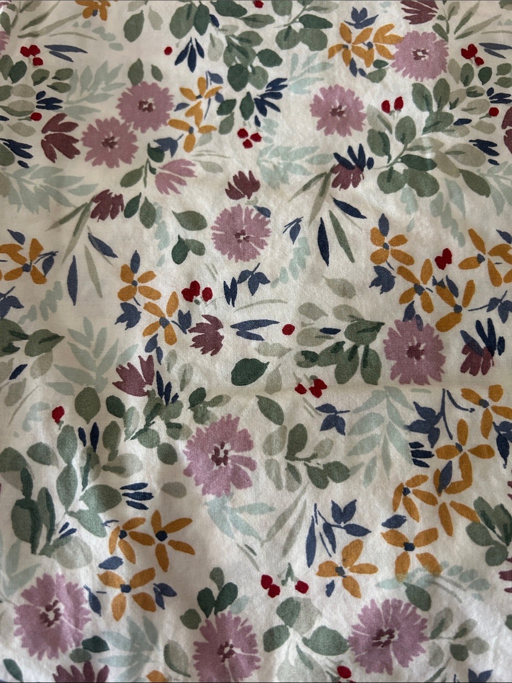 Garnet Hill Floral Duvet Cover in White with Pink, Green, Gold and Blue Accents